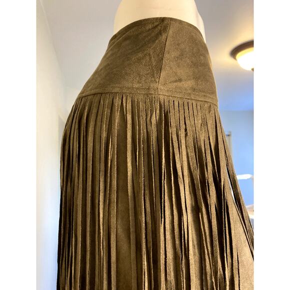 Joyfolie Brown Fringe Midi Skirt - Picture 6 of 16